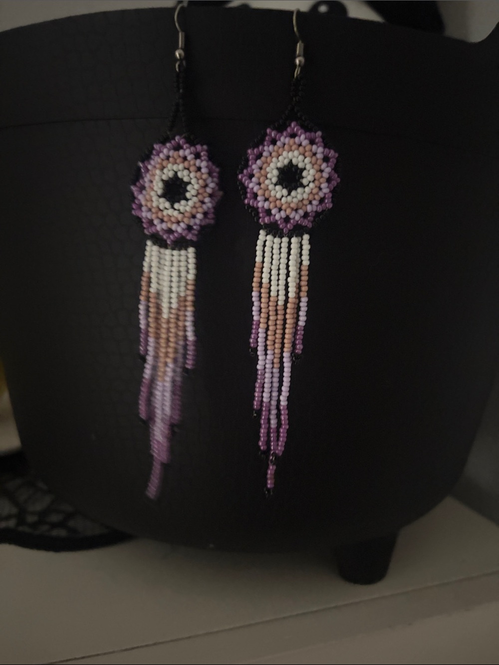 Bohemian Purple Beaded Fringe Earrings - Women's Jewelry